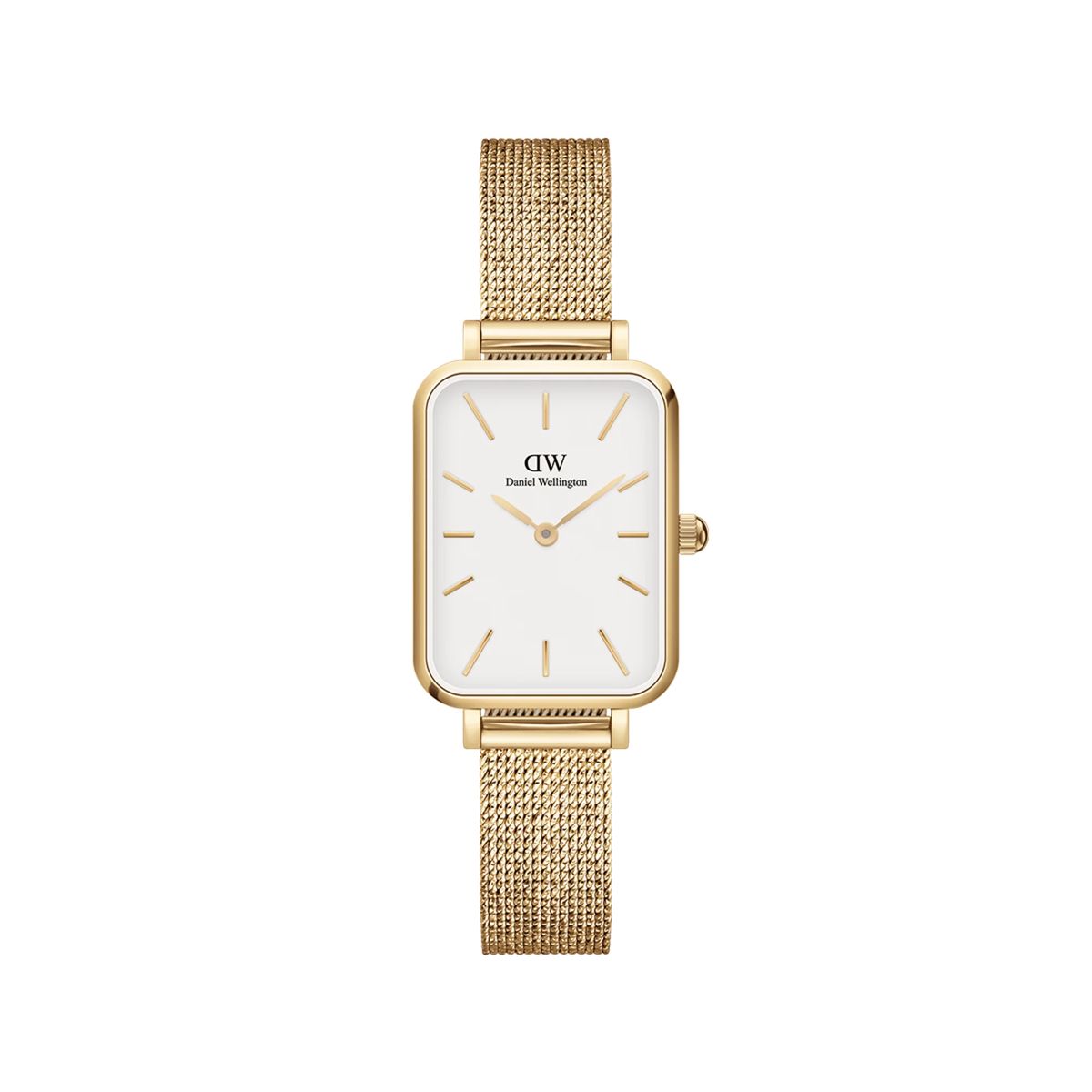 Elegante quadratische goldene Mesh-Uhr
