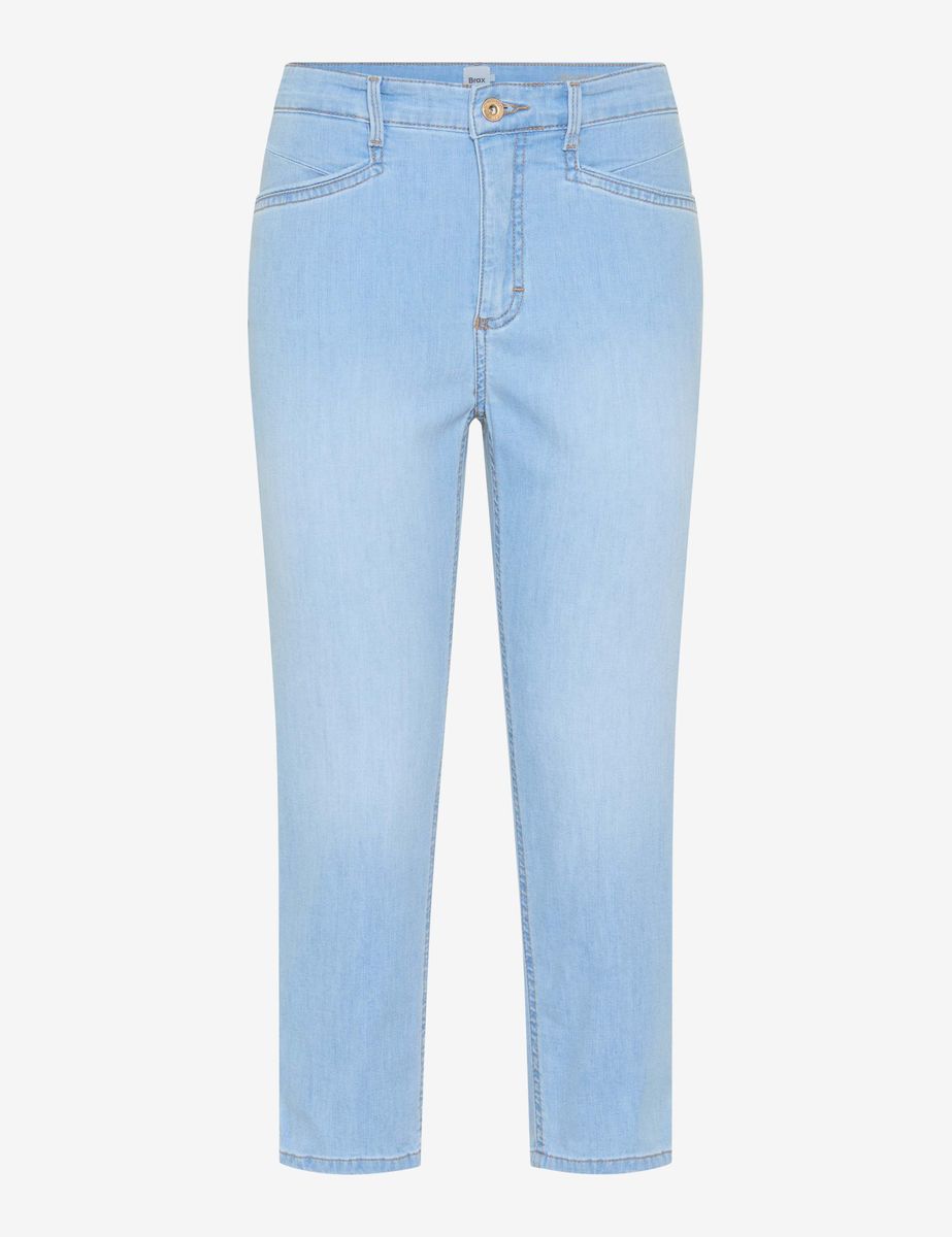 Brax Damen Caprihose Style MARY C USED BLEACHED BLUE, denim hellblau, Gr. 34