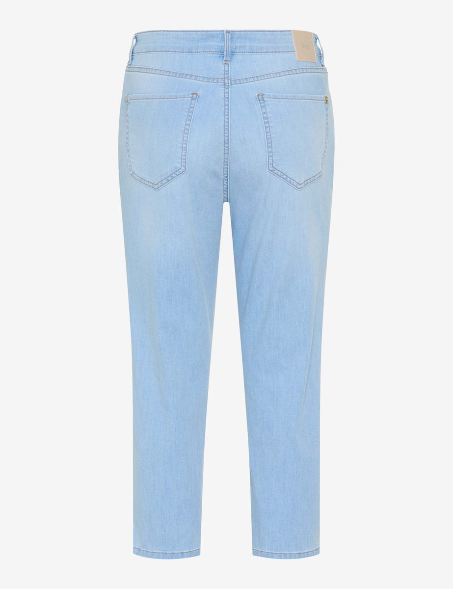 Brax Damen Caprihose Style MARY C USED BLEACHED BLUE, denim hellblau, Gr. 34