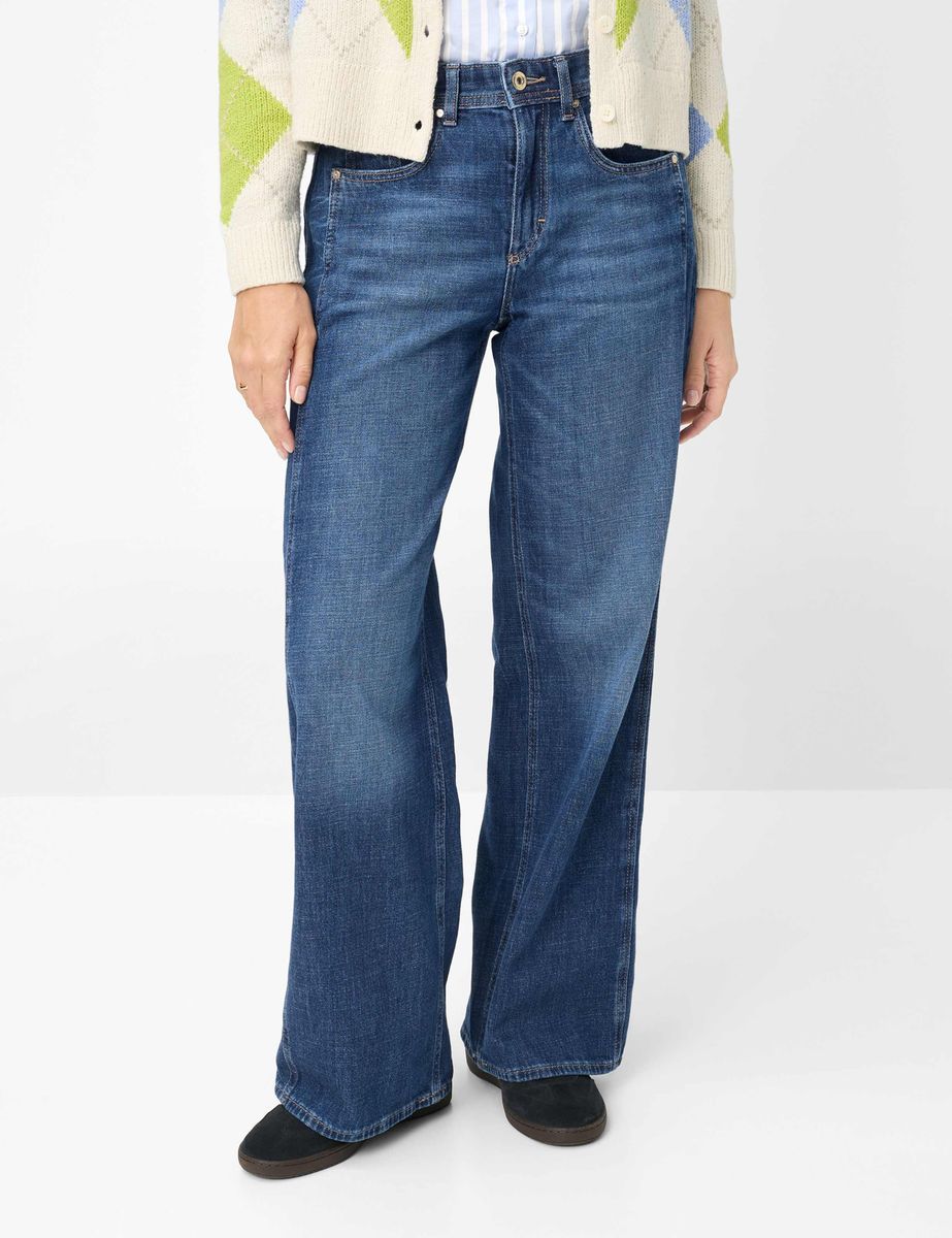 Damen Wide Leg Jeans in Denim Blau