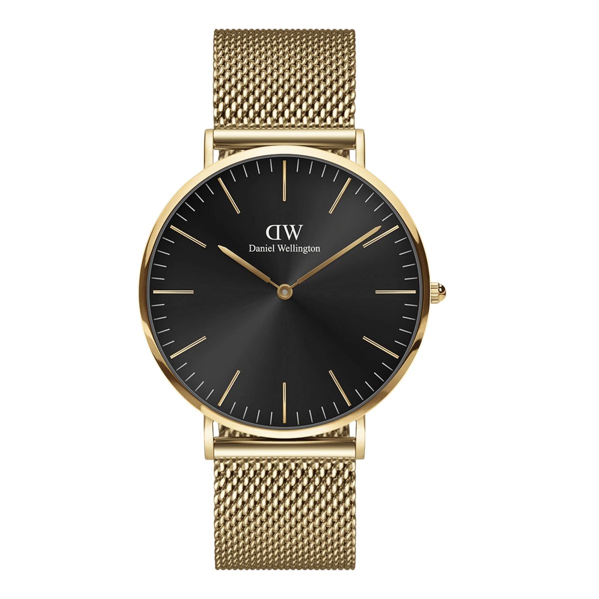 Elegante Onyx Gold Mesh Uhr