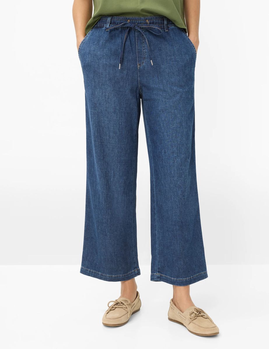 Weite Denim Culottes mit Kordelzug