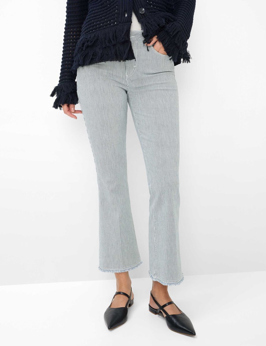 Gestreifte Bootcut Jeans aus Denim