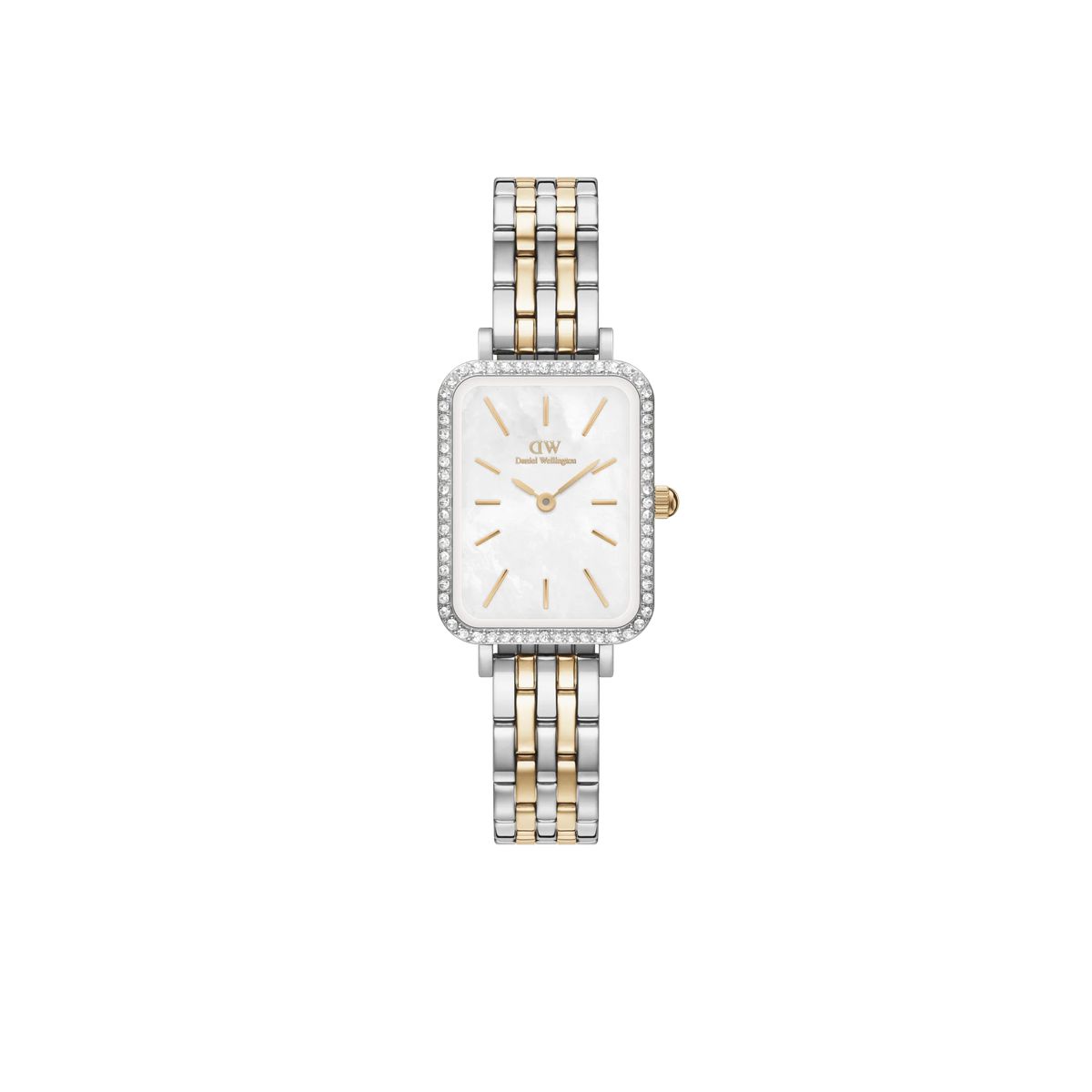 Elegante zweifarbige eckige Lünettenuhr