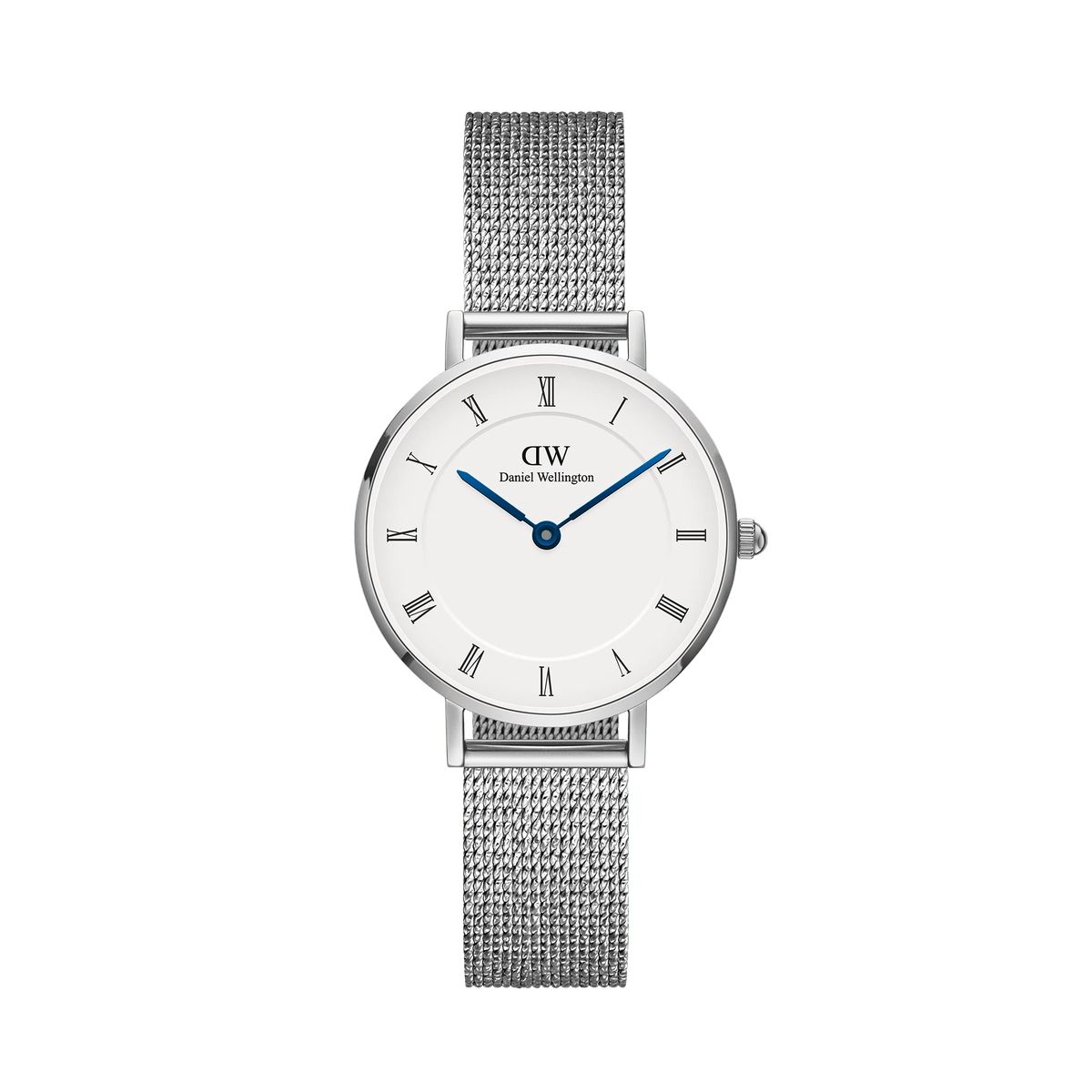 Minimalistische silberne Uhr mit Mesh-Armband