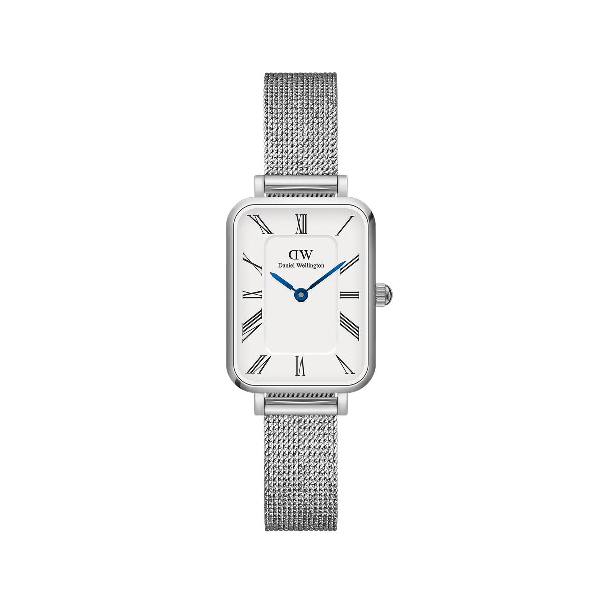 Elegante rechteckige silberne Mesh-Uhr