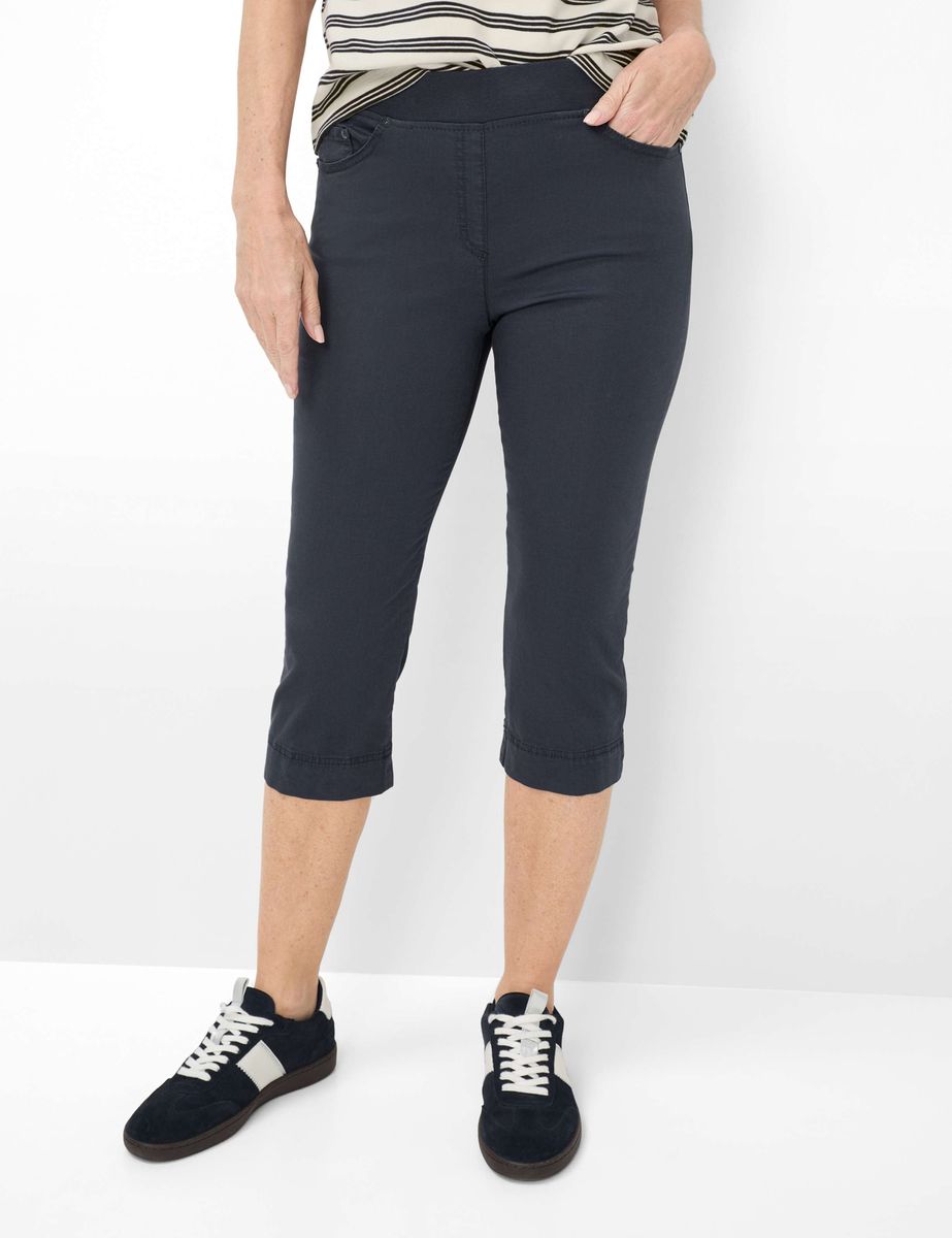 Navy Stretch Caprihose in Cropped-Länge