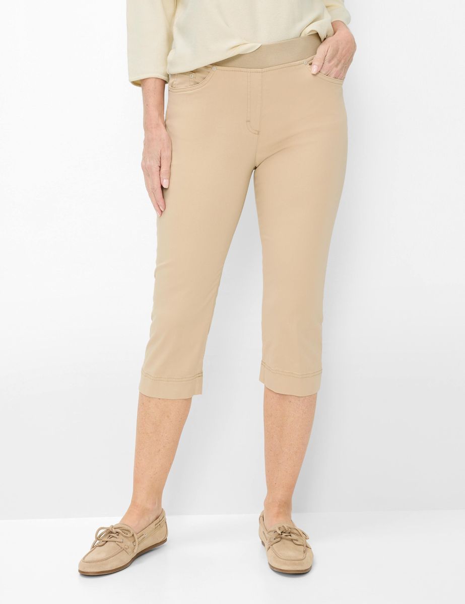 Beige Caprihose mit elastischem Bund