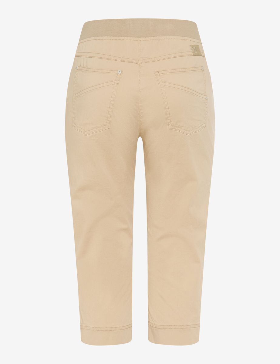 Beige Caprihose mit elastischem Bund