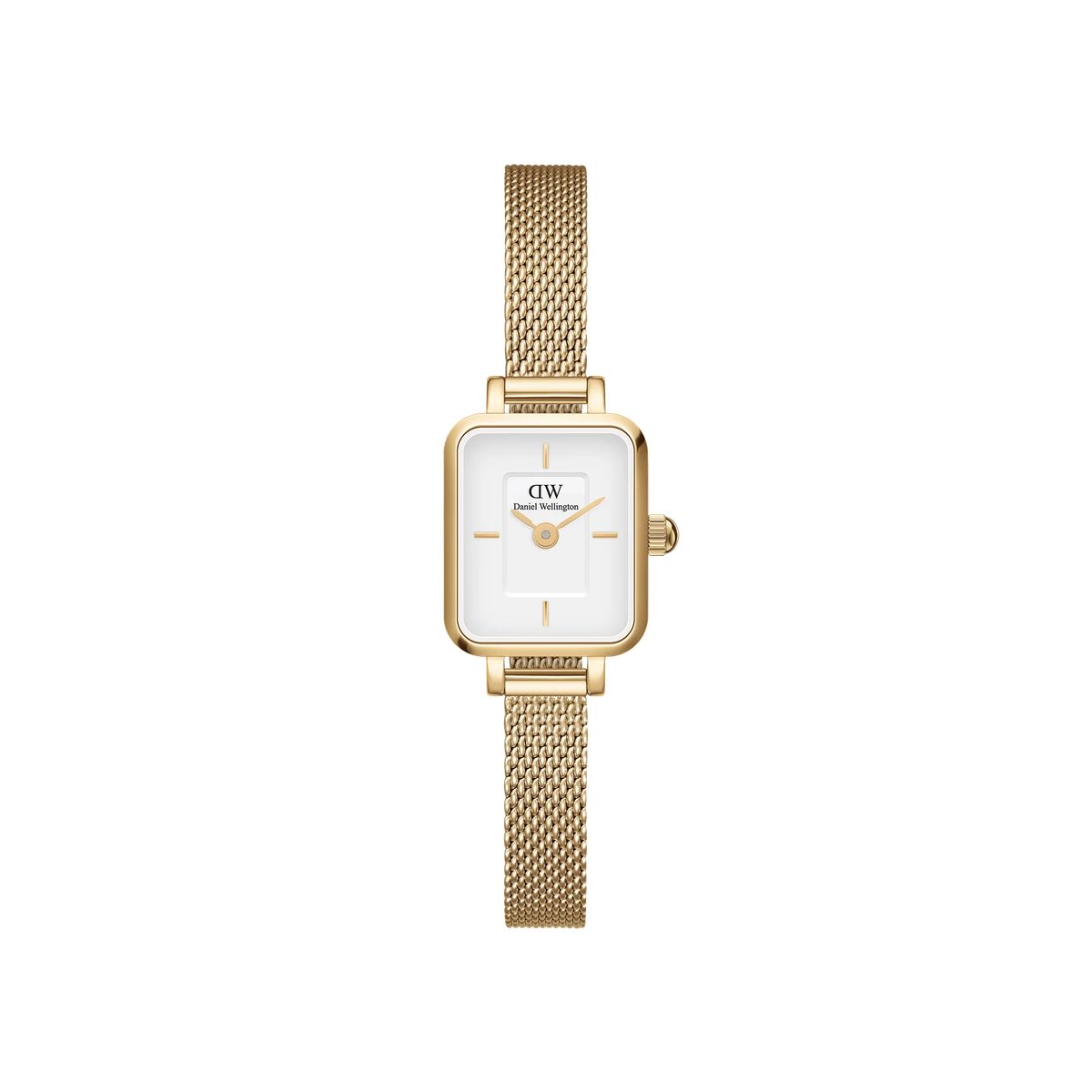 Quadratische minimalistische Gold Mesh Uhr