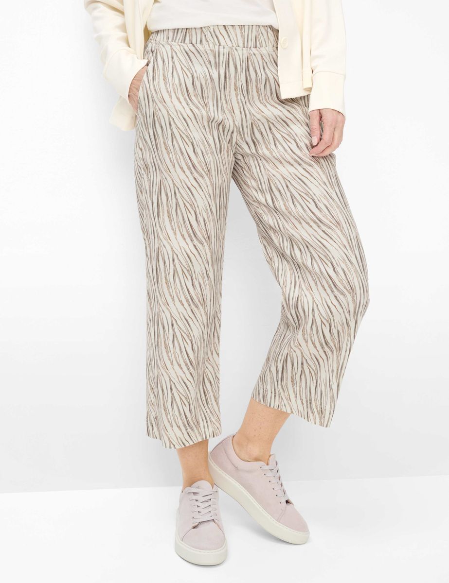 Bedruckte Cropped Culottes aus Leinenmischung