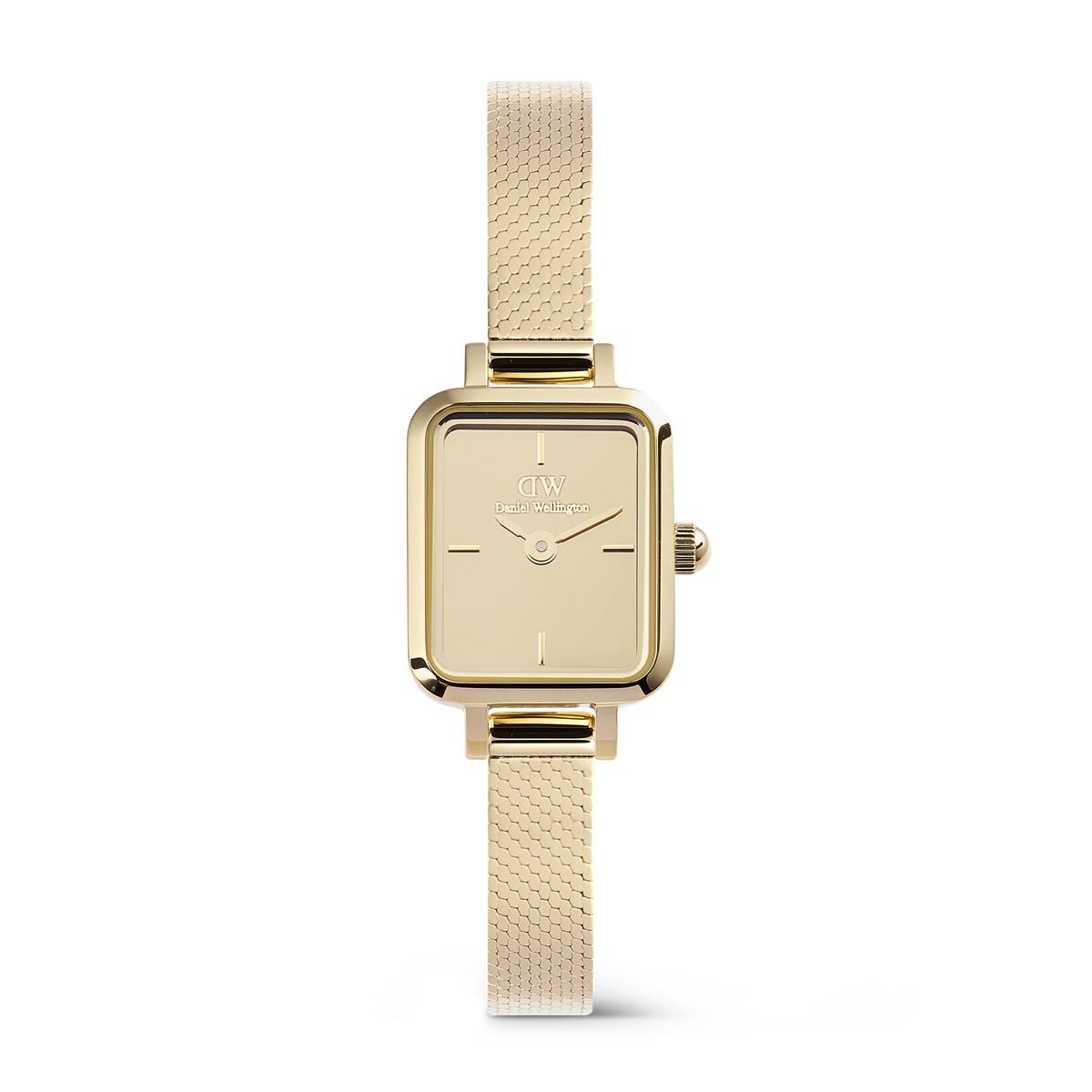 Goldene quadratische Mesh-Armbanduhr