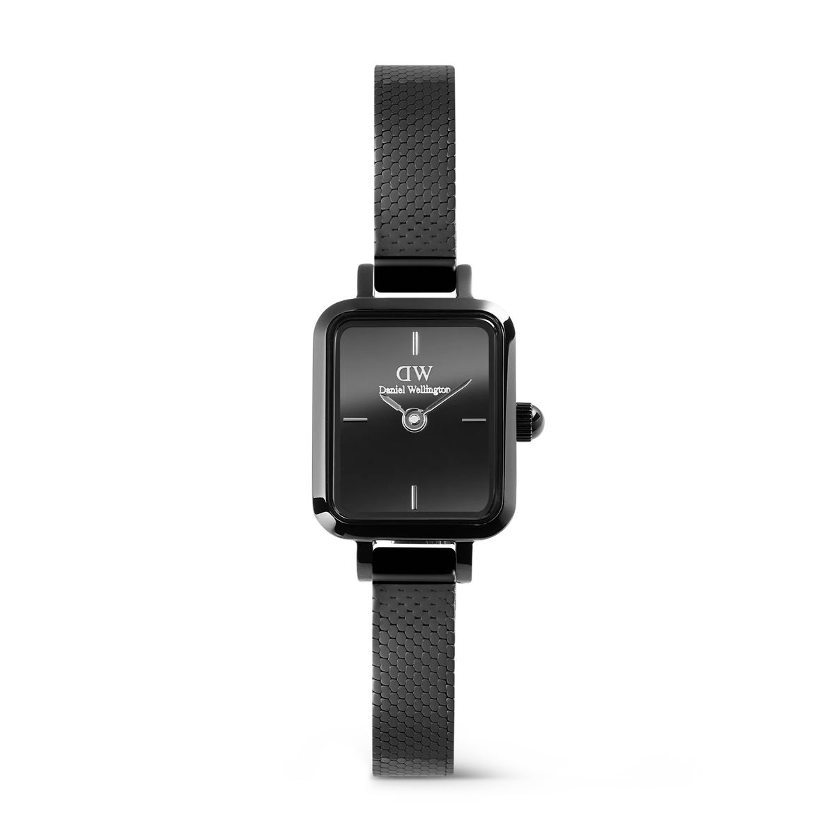 Minimalistische schwarze Uhr mit quadratischem Zifferblatt