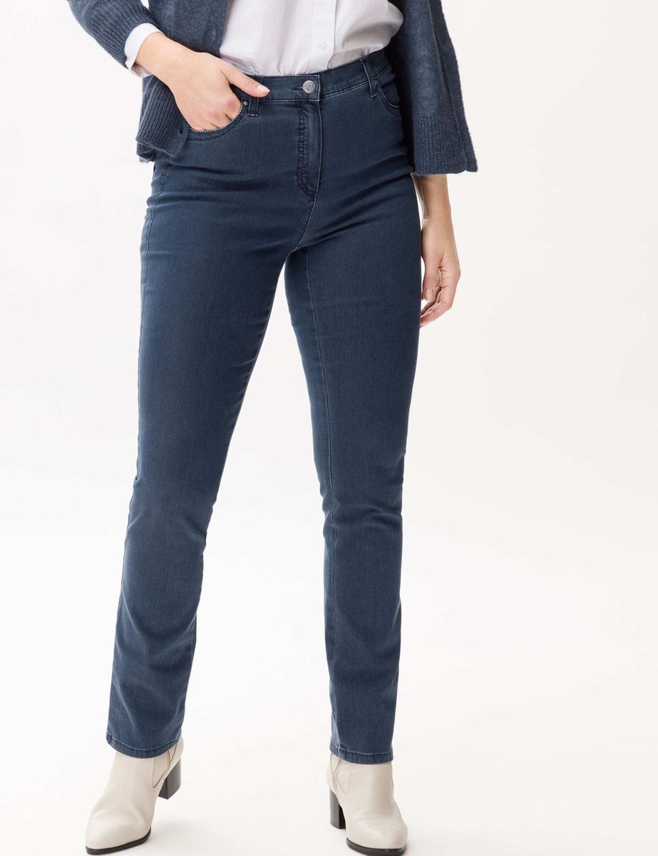 Dunkelwaschung Five-Pocket Straight Leg Jeans