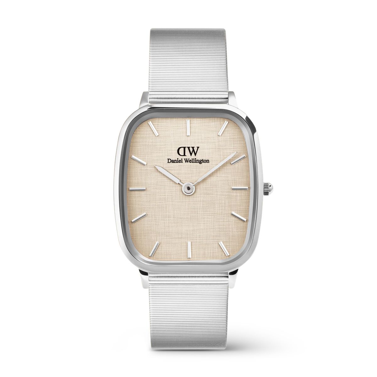 Minimalistische Mesh-Uhr mit quadratischem Zifferblatt