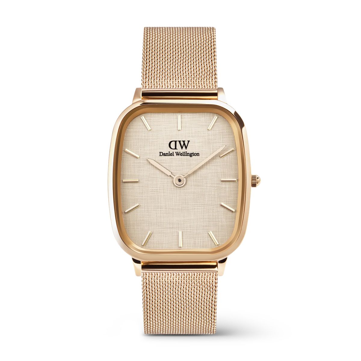 Quadratische Roségold Mesh Uhr