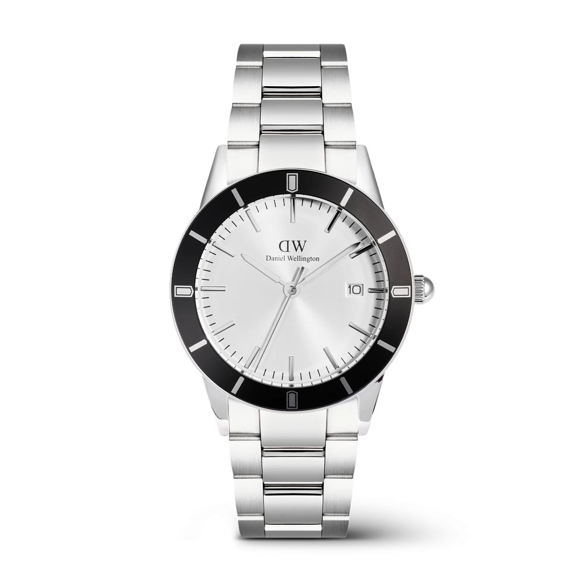 Minimalistische silberne Edelstahluhr