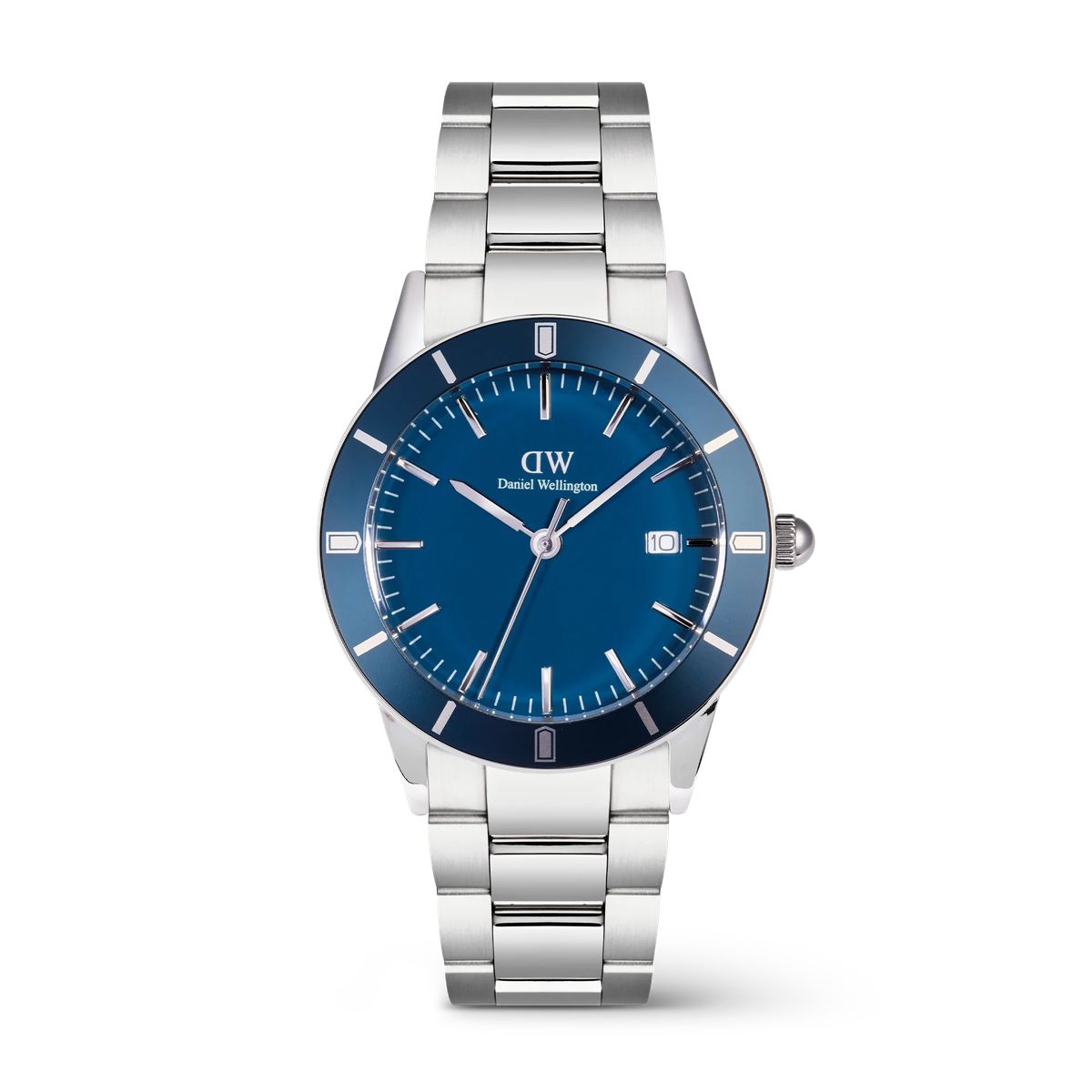 Elegante blaue Emaille Silber Uhr