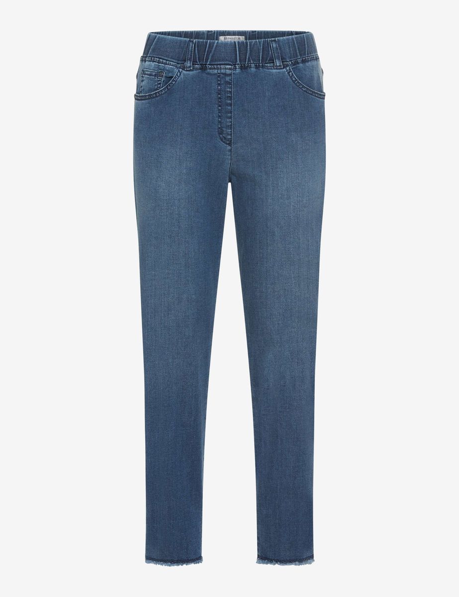 Bequeme Denim-Schlupfhose mit Fransen