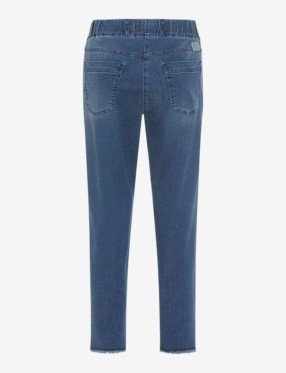 Bequeme Denim-Schlupfhose mit Fransen