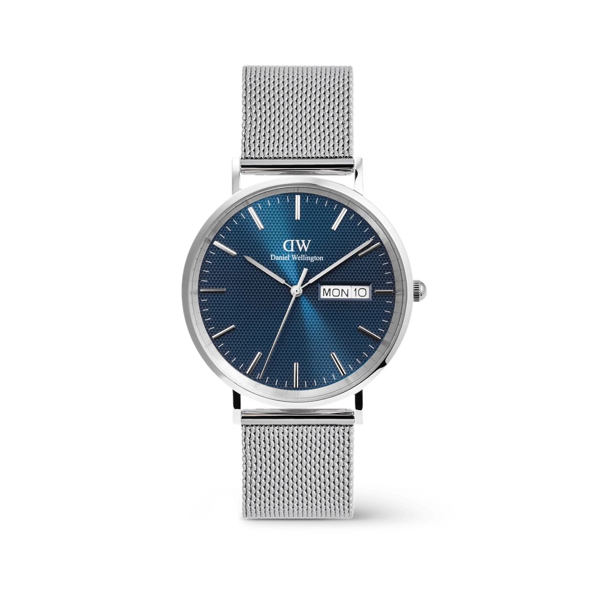 Klassische minimalistische Armbanduhr Silberfarbenes Mesh-Armband