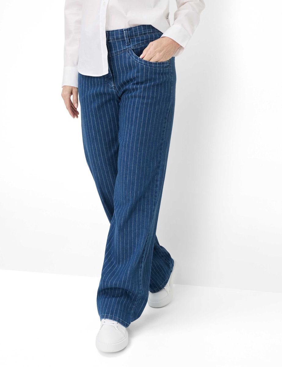 Gestreifte Palazzo Jeans mit weitem Bein
