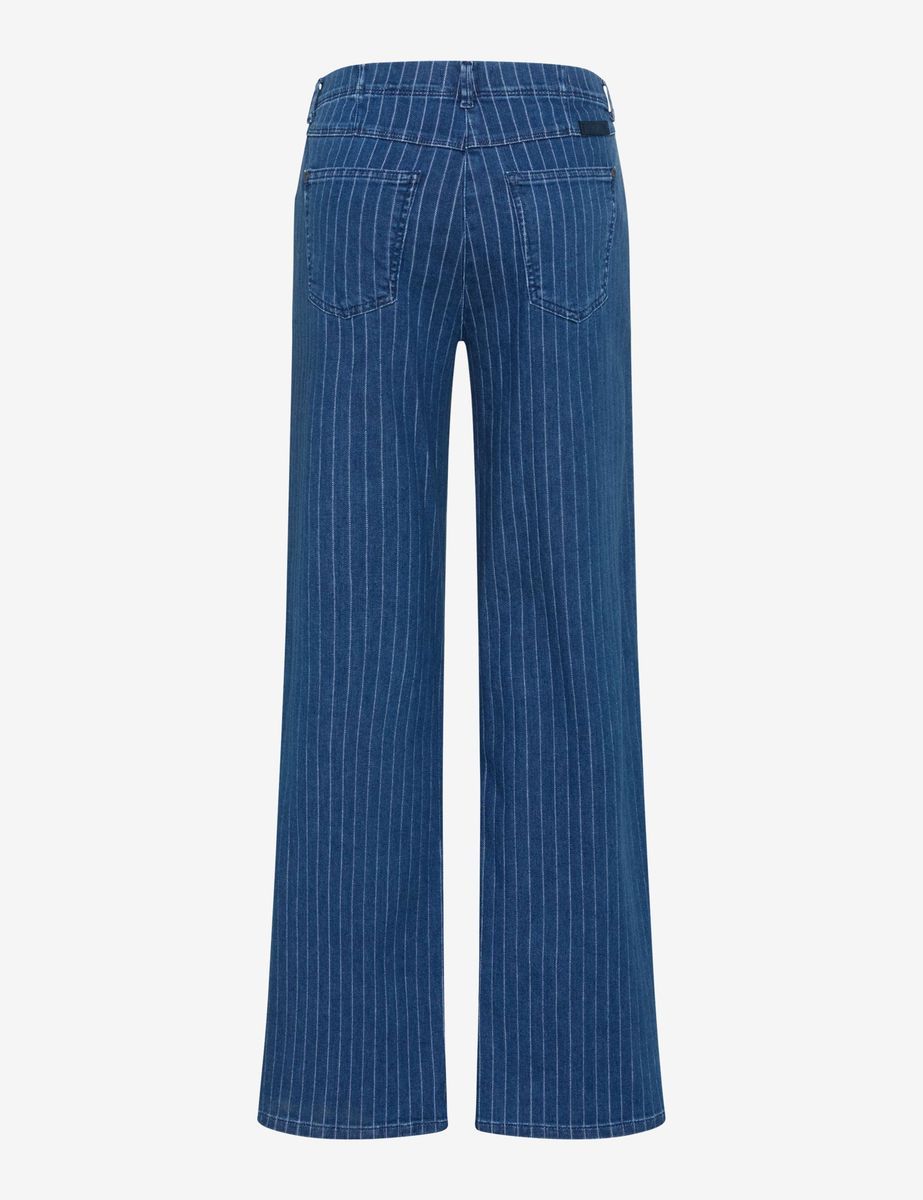 Gestreifte Palazzo Jeans mit weitem Bein