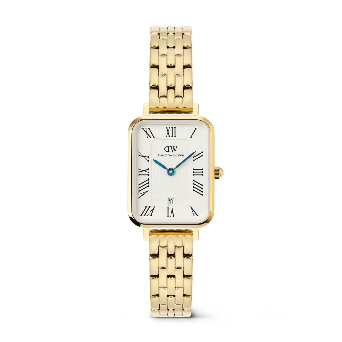Elegante rechteckige goldene Uhr römische Ziffern