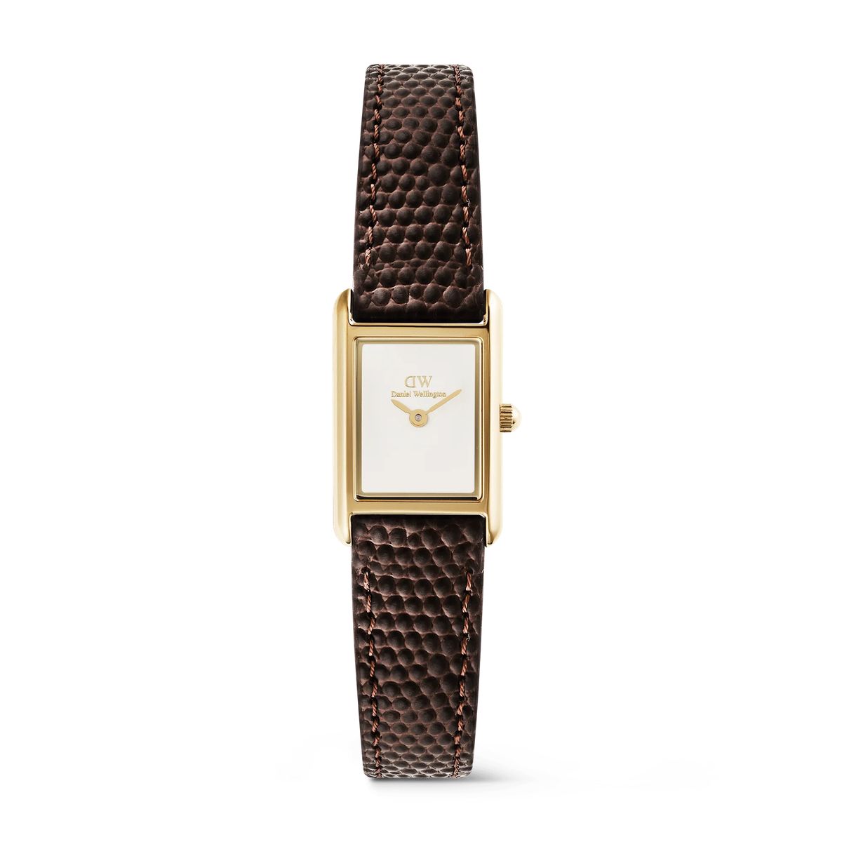 Elegante goldfarbene, rechteckige Uhr