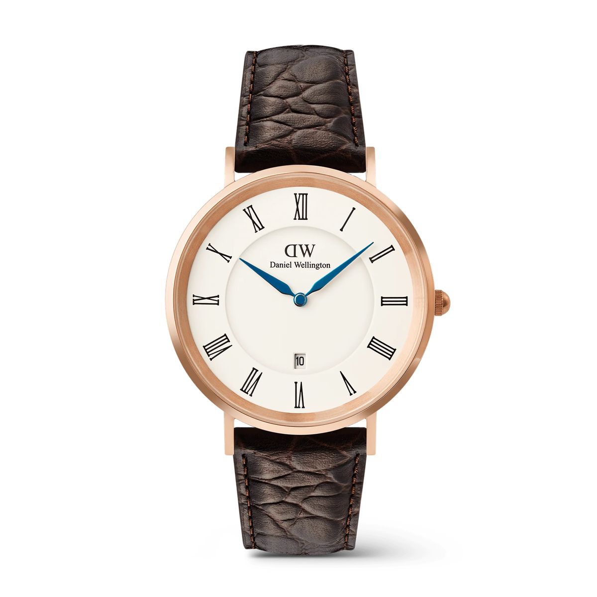 Klassische Roségolduhr Kroko-Lederarmband