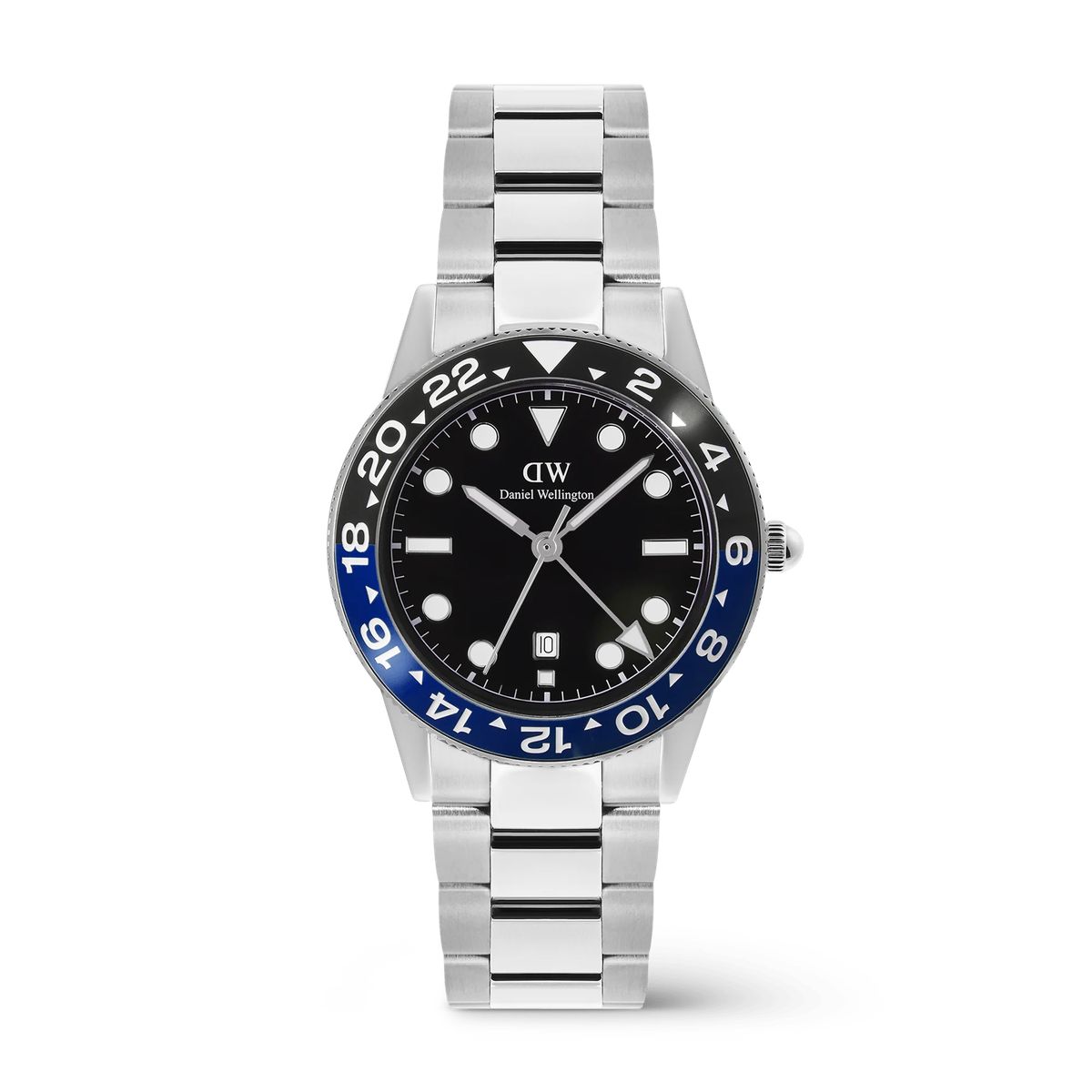Iconic GMT Silber & Blaue Uhr