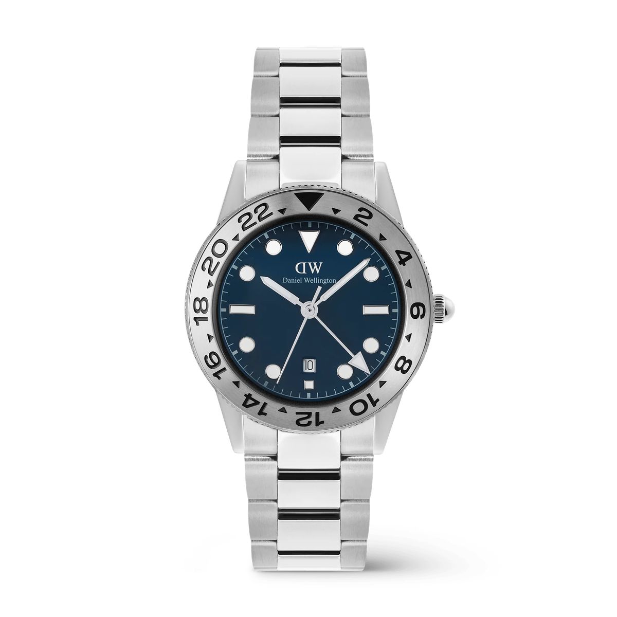 Silberne GMT-Uhr aus Edelstahl