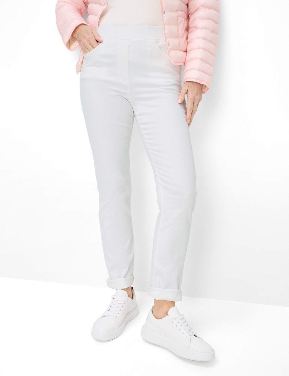 Weiße Slim-Fit Schlupfhose