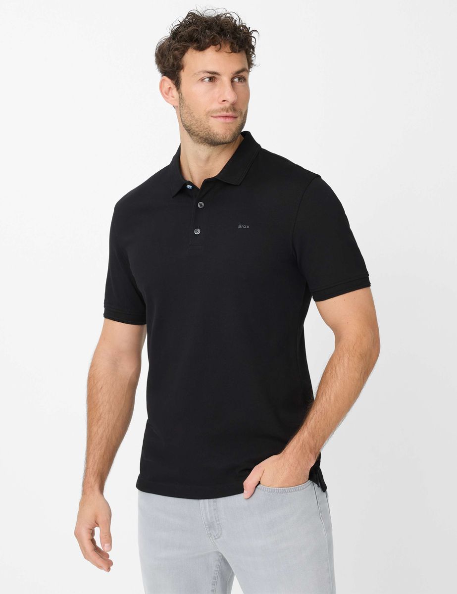 Herren Polo aus schwarzem Hi-Flex Piqué