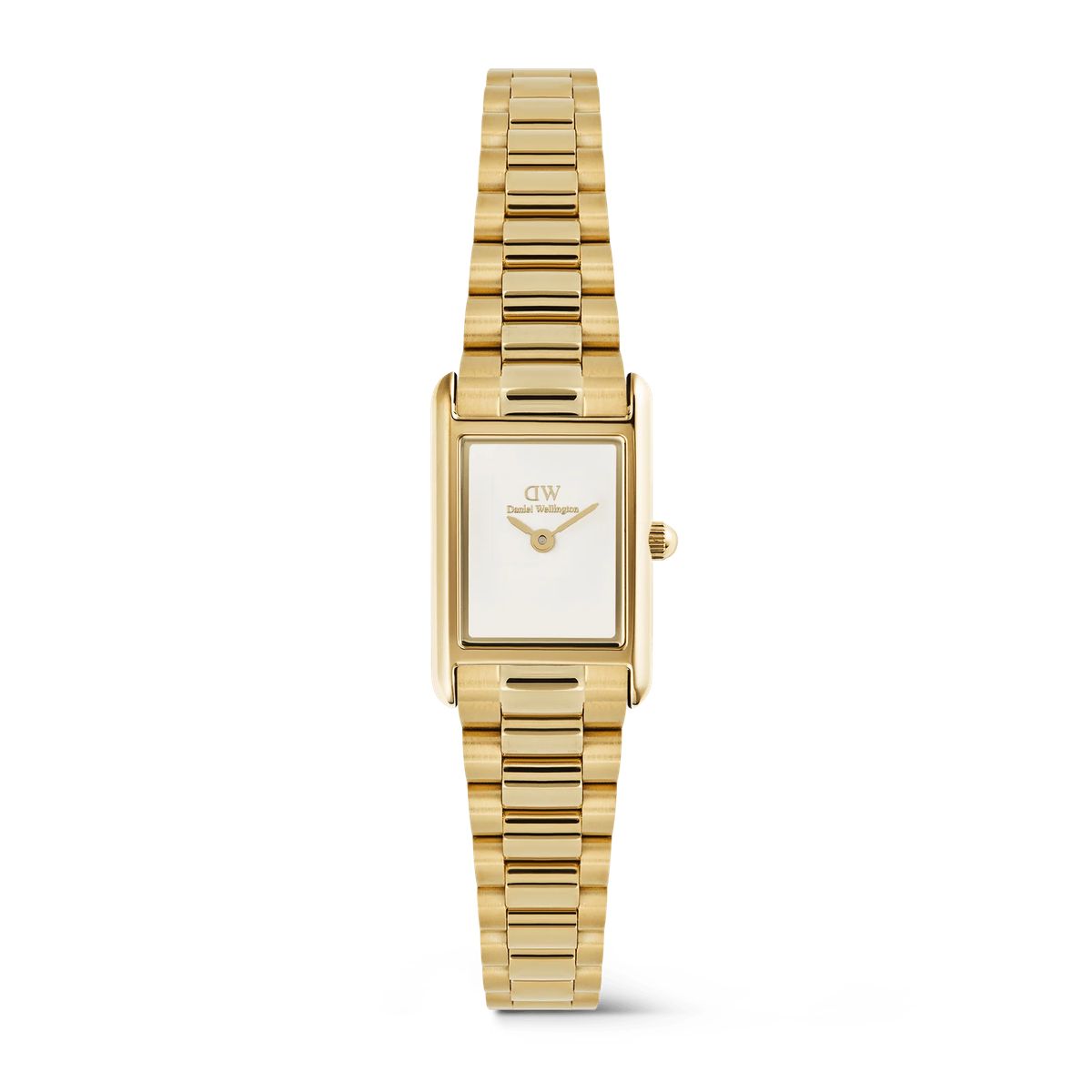 Goldene, rechteckige, minimalistische Uhr