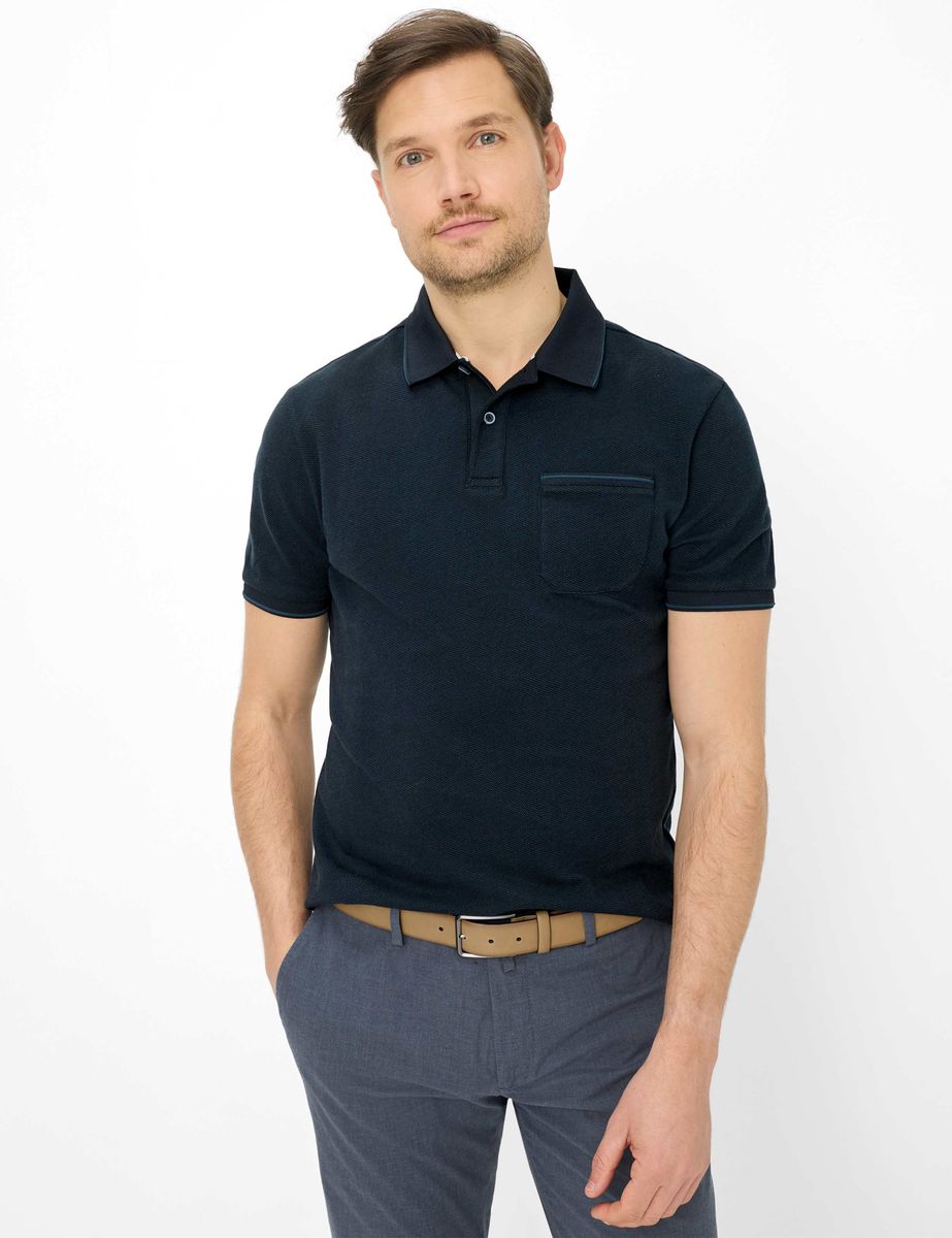 Klassisches marineblaues Piqué-Poloshirt aus Baumwolle