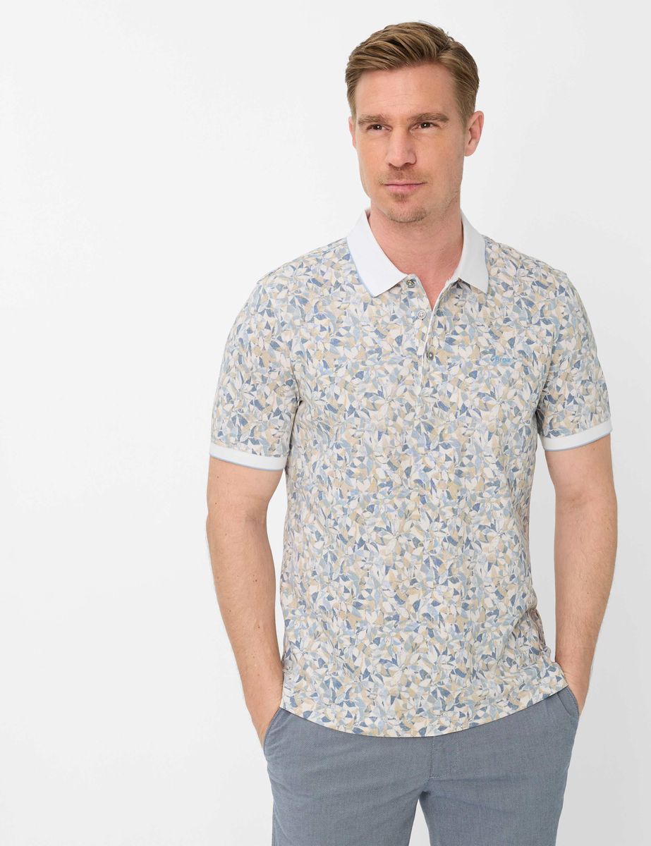 Herren Polohemd aus Baumwolle mit Blätterprint