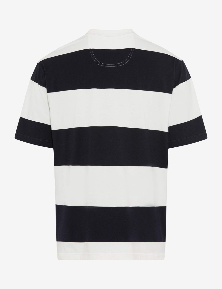 Gestreiftes Baumwoll-T-Shirt mit Rundhalsausschnitt