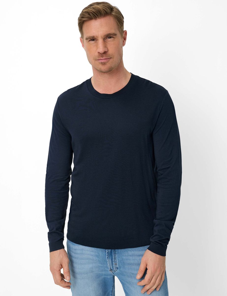 Herren Marineblaues Langarmshirt