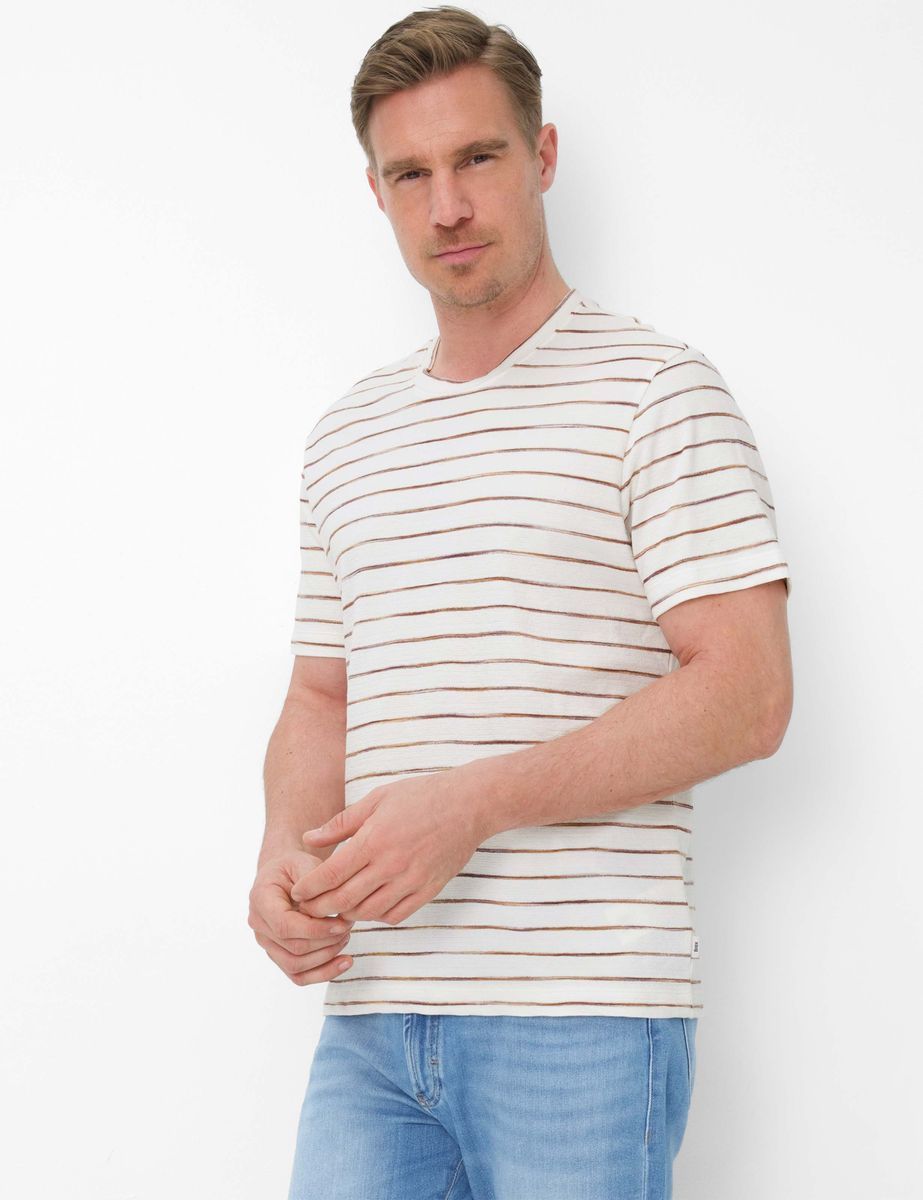 Gestreiftes Baumwolljersey Rundhals-T-Shirt