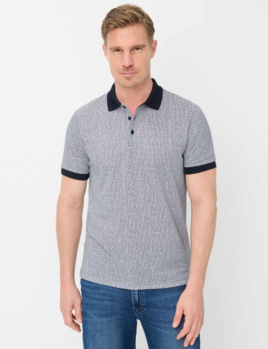 Gemustertes Piqué-Poloshirt aus Baumwollmischung
