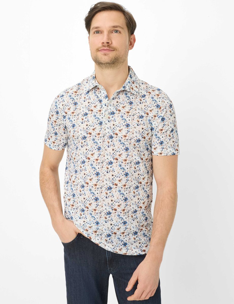 Herren Poloshirt mit Blumenmuster aus Baumwolle