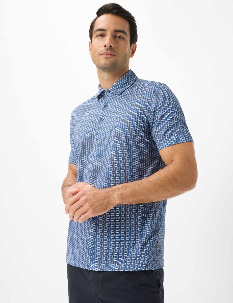 Kurzarm-Polo aus Baumwollmischgewebe mit Print