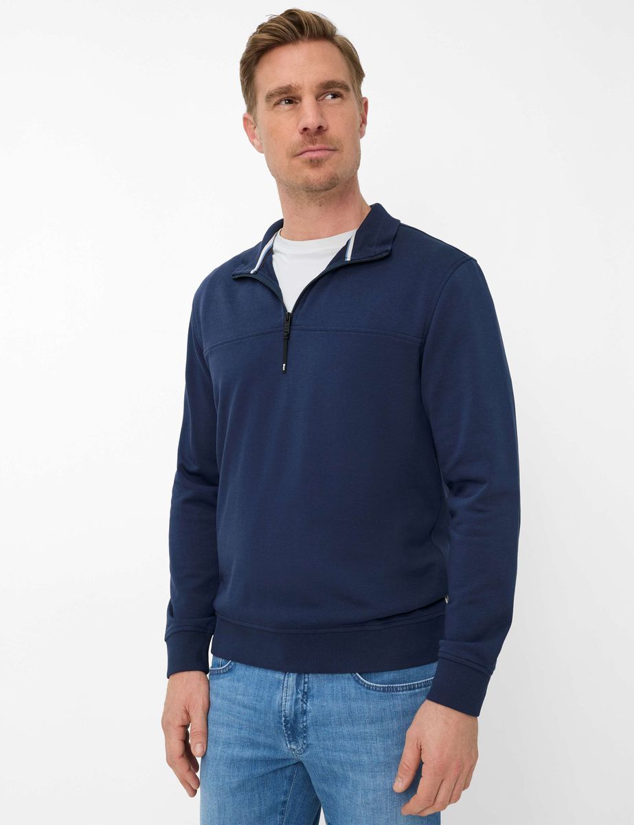Herren Baumwollmischung Sweatshirt mit Viertelreißverschluss