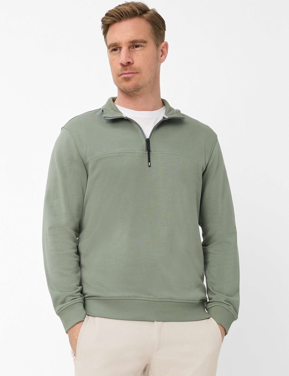 Herren Baumwollmischung Sweatshirt mit Viertelreißverschluss