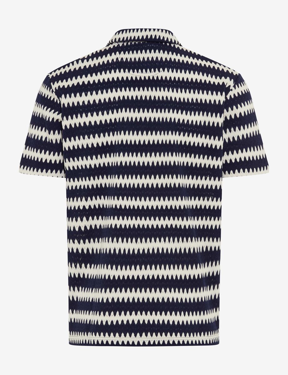 Marineblaues und weißes Zickzack-Overshirt