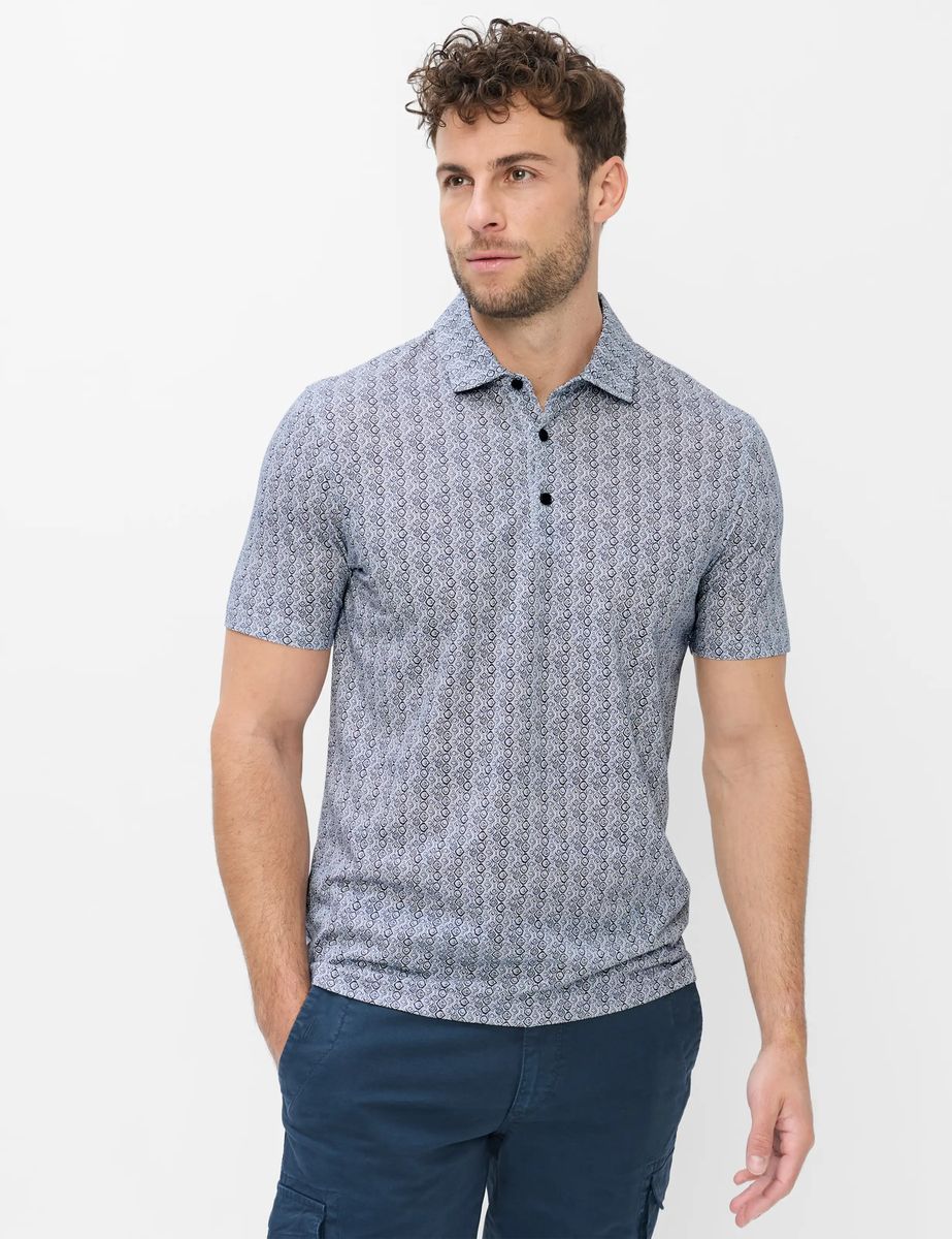 Bedrucktes Baumwoll-Poloshirt mit kurzen Ärmeln