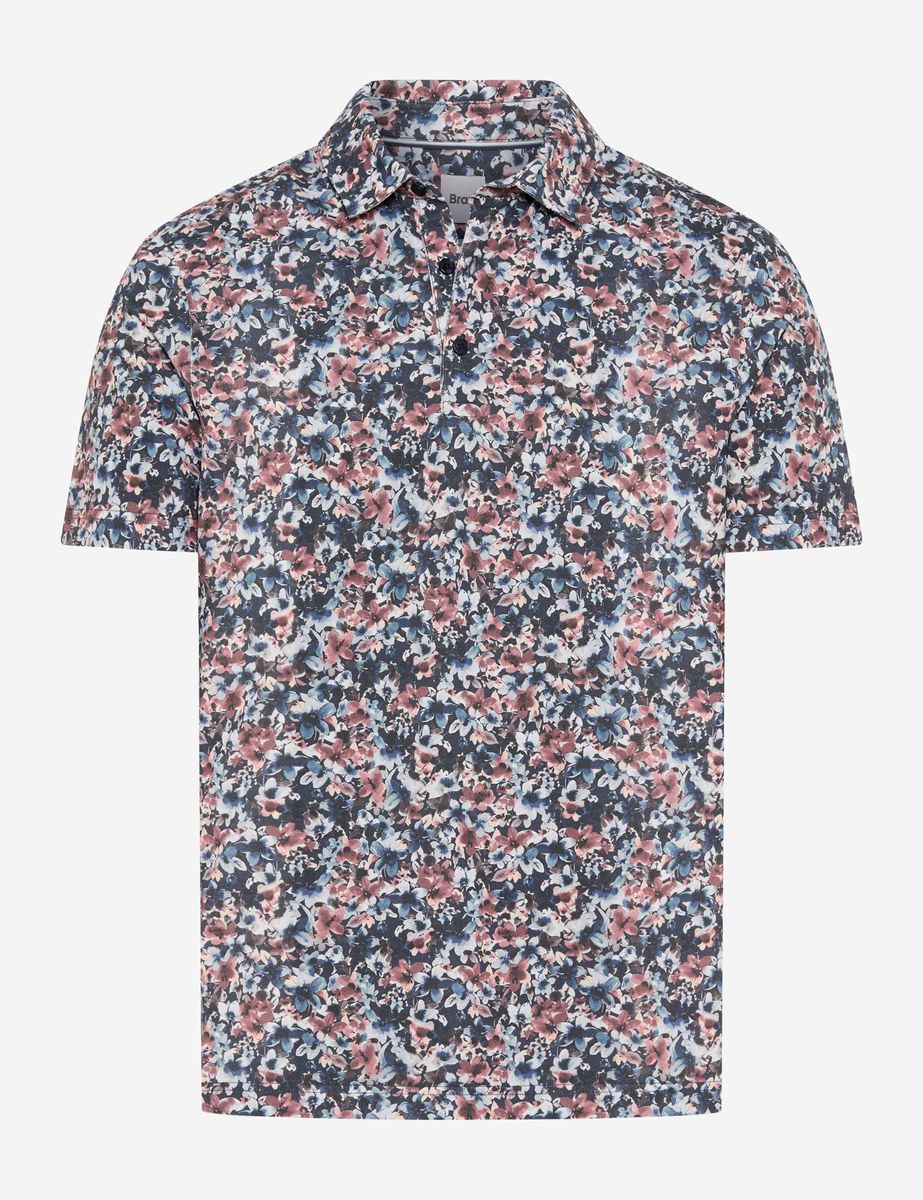 Kurzarm Poloshirt mit Blumenmuster