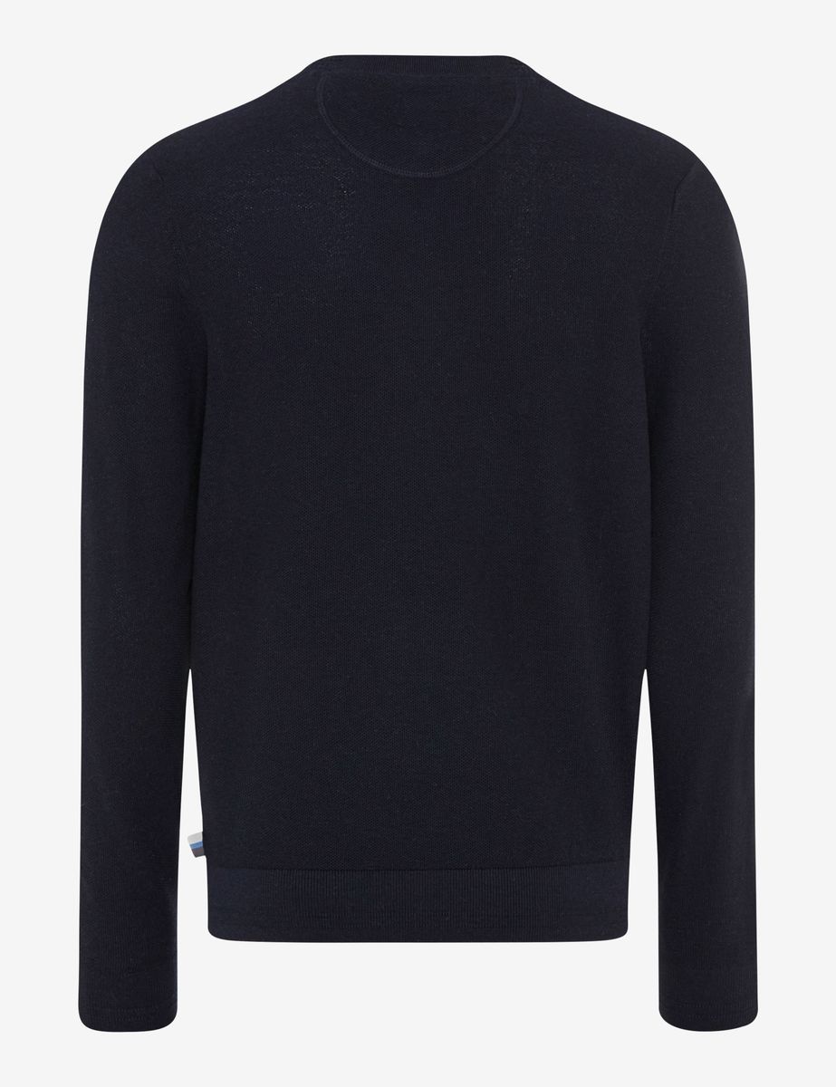 Marineblauer Strickpullover aus Leinen-Baumwollmischung