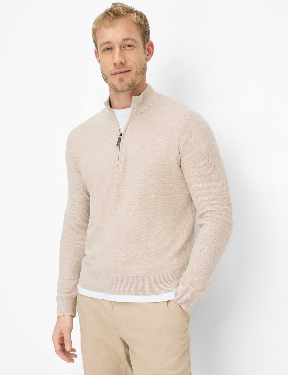 Herren Baumwolle-Leinen Half-Zip Pullover